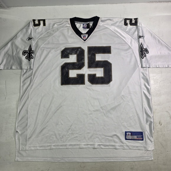 New Orleans Saints #25 Bush NFL Reebok White Mesh Football Jersey Men's 4XL